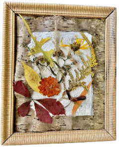 Autumn Leaves and Goldenrod in 8"x10" Wood Frame