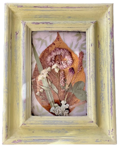 Joe Pye and Ladysthumb on Cucumbertree Leaf and Green Paper in Distressed Green 5"x7" Frame