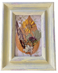 Wingstem Melange on Cucumbertree Leaf and Green Paper in Distressed Green 5"x7" Frame